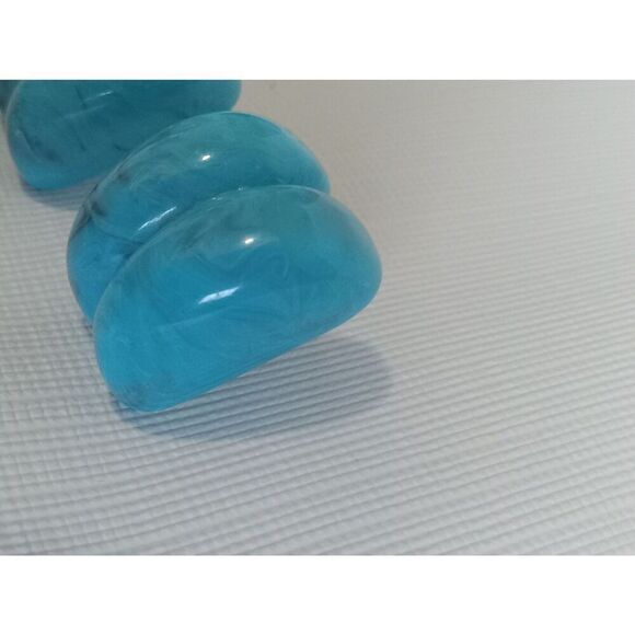 Chunky Blue Marbled Swirl Acrylic Post Backs Statement Style Fashion Earrings - Picture 7 of 9